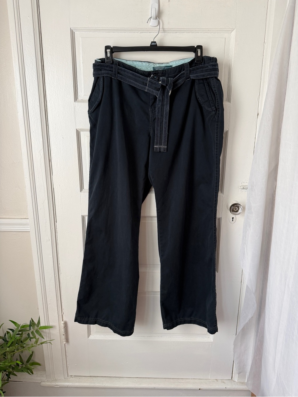 Vintage Old Navy Y2K Wide Leg Utility Pants Belted Cargo Pockets Preppy NWOT 18